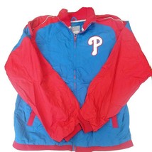 Majestic Philadelphia Phillies Full Zip Windbreaker Jacket Mens Size M Blue Red - £47.25 GBP