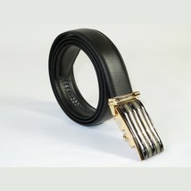 Mens VALENTINI Leather Belt Automatic Adjustable Removable Buckle RT016 Black image 4