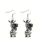 Cartoon Laughing Zebra Earrings - Quirky Animal Drop Dangle Fun Fashion ... - $7.66