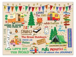 Happy Campers Welcome Retro Tempered Glass Cutting Board 15.5 x 11.5-in ... - $22.97