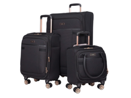 Kensie Hudson Softside Spinner Luggage, Black with Rose Gold, 3-Piece Se... - $270.00