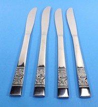 National Stainless &quot;Laureen&quot; Set Of 4 Dinner KNIVES-LARGE Single Rose - £10.46 GBP