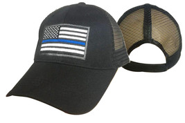 Mesh Support Tbl Police Sheriff Thin Blue Line Usa Flag Patch Baseball Hat Cap - £11.72 GBP