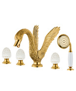 Deck mounted 5 Hole Duck bathtub shower faucet crystal handles unique lu... - $1,299.00