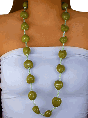 kiwi GREEN Kukui Nut Necklace & earring set fashion jewelry set  - $39.99