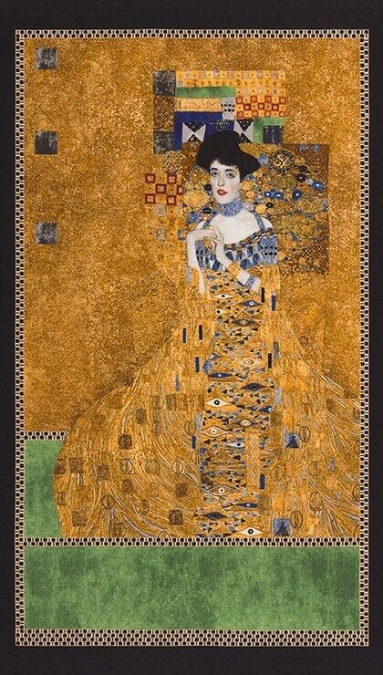 Primary image for 23.5" X 44" Panel Gustav Klimt Symbolist Painting Gold Fabric Panel (D683.86)