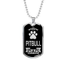 Pitbull Dad Paw Necklace Stainless Steel or 18k Gold Dog Tag 24&quot; Chain - £38.16 GBP+