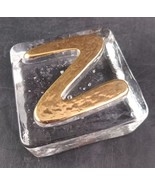 Handcrafted 2.5” Glass Block w/ Gold Letter “Z” Or &quot;N&quot; By Expressions in... - $12.00