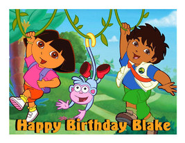 Dora and Diego edible cake image cake frosting sheet party decoration - £7.95 GBP