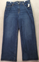 Old Navy Jeans Women Size 16 Blue Denim Pockets Sky Hi Smooth High Rise Wide Leg - £21.62 GBP
