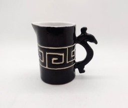 Greek Key Dragon Porcelain Mini Pitcher Vintage Taiwan Black White Succulent - £6.81 GBP