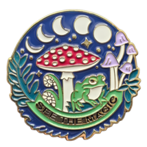 Mushroom Pin Badge - See The Magic - Enamel Psychedelic Brooch Lapel Toadstool - £5.66 GBP