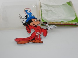 Vintage Disney Mickey Sorcerer’s Apprentice Santa&#39;s World Wood Ornament ... - $39.99