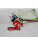 Vintage Disney Mickey Sorcerer’s Apprentice Santa&#39;s World Wood Ornament ... - £31.44 GBP