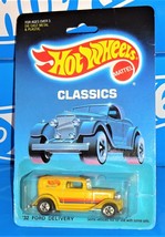 Hot Wheels 1989 Classics #7672 &#39;32 Ford Delivery Yellow w/ Blue Stripe BWs - £8.69 GBP