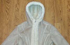 Hemisphere Faux Suede Leather &amp; Sherpa Hooded Jacket/Coat Shearling Girls 7/8 - £31.26 GBP