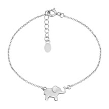 Charming Little Elephant Charm Sterling Silver Chain Bracelet - £12.81 GBP