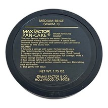 Max Factor Pan-Cake Medium Beige Warm 3 Water Activated Makeup 1.75 oz New - £118.82 GBP