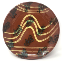 Jeff White Redware Folkart Plate 10.5&quot; Sgraffito Artist Signed Lebanon PA 1986 - £35.96 GBP