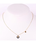 Rose Tone Necklace With Jet Black Heart Cut Out Pendant &amp; Charm - $32.79 CAD