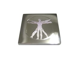 Kiola Designs Silver Toned Etched Leonardo Da Vinci Vitruvian Man Magnet - £15.97 GBP