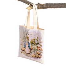 Cute Rabbit Children Tote Handbag Reusable Fashion  Bunny Animal Double Print Ca - £8.14 GBP