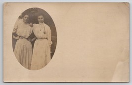 RPPC Two Lovely Edwardian Ladies Sisters Oval Masked Photo c1908 Postcard H26 - £7.02 GBP