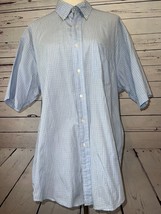 Brooks Brothers Shirt Large Plaid Cotton Blue Short Sleeve Button Front ... - $21.23