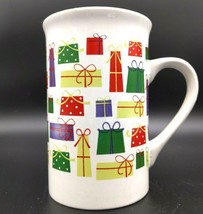 Gifts Galore Mug Coffee Cup White Multicolor Wrapped Gifts Pattern 11 oz - £7.46 GBP