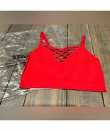 Zenana Outfitters Criss Cross Front Ruby Red Unlined Women’s Bra Size Sm... - $13.99