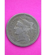 1867 Three 3 Cent Nickel Scarce Semi Key Date Type Coin Philadelphia Min... - $25.61 CAD