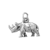 3D Two Horned Rhinoceros Charm 925 Sterling Silver Bracelet Pendant Jewelry - £43.86 GBP