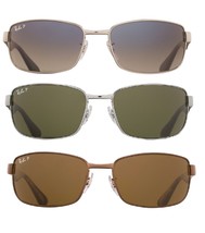 Ray Ban RB3478 Polarized Original Gunmetal Rectangle Sunglasses Brown/Blue/Green - £100.16 GBP