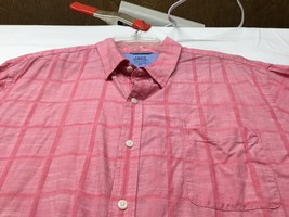 Izod Saltwater Relaxed Classics Pink Grid Button Down Shirt Short Sleeve Men XXL - £12.50 GBP
