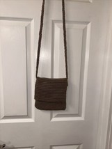 The SAK Brown CROSSBODY SHOULDER Bag Crocheted purse MINI ZIP FOLDOVER FLAP - £11.75 GBP