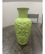 VTG Hyalyn  574 Vase Art Pottery Oriental Style Flowers Celadon Green US... - $39.59