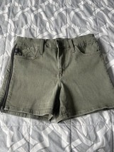 Rock Republic Jean Shorts Womens 10 Kimber Olive Green Denim Side Zipper... - $13.00
