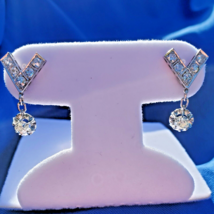 Earth mined Diamond Cushion cut Deco Earrings Elegant Antique Platinum D... - £3,095.58 GBP