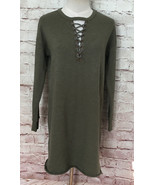 American Eagle Soft Fleece Lace Up Dress Tunic Size S Long Sleeve Army G... - £31.25 GBP