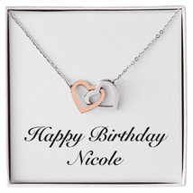Happy Birthday Nicole - Interlocking Hearts Necklace Personalized Name - £46.94 GBP