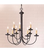 Grandview Chandelier with Ecru Sleeves in Black Metal - 9 Arm - $13,058.29 MXN