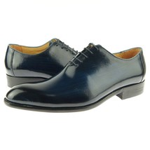 Carrucci Plain Toe Wholecut Oxford, Men&#39;s Dress Leather Shoes, Cobalt - $87.50