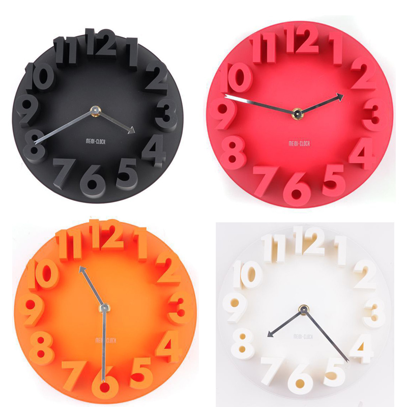 3D Plastic Wall Hung Non-noise Clock Home Decoration Horologe Japanese Design