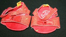 Build a Bear Workshop Red bow Sparkly Glitter &quot;high heel&quot; strappy Sandals shoes - £15.68 GBP