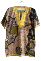 Decorative Black Yellow Boho Blouse, hippie tunic, Festival clothing, Bohemian - £29.32 GBP