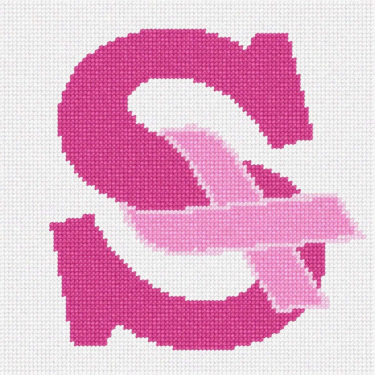 Pepita Needlepoint Canvas: Letter S Hope Ribbon, 7" x 7