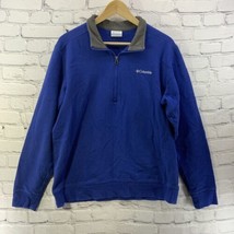 Columbia Sweatshirt Mens Sz M Blue Henley Zip Pullover  - £23.22 GBP