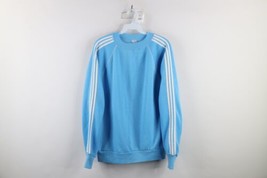 Vtg 70s Streetwear Mens L Blank Striped Crewneck Sweatshirt Carolina Blue USA - £54.17 GBP