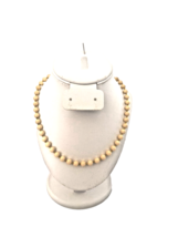 Classic Style Women&#39;s Beaded Necklace Pale Cream Gold Tone Spacers 18 in long - £9.32 GBP