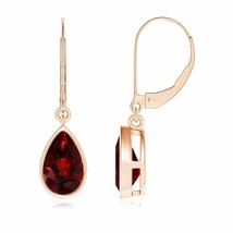 ANGARA Bezel-Set Pear Garnet Leverback Drop Earrings in 14K Rose Gold - £265.98 GBP